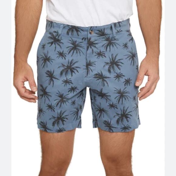 Slate & Stone Twill 7” Chino Shorts Palm Trees Mens Size 34 - Picture 1 of 6